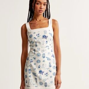 Abercrombie & Fitch Blue and White Wide Strap Mini Dress